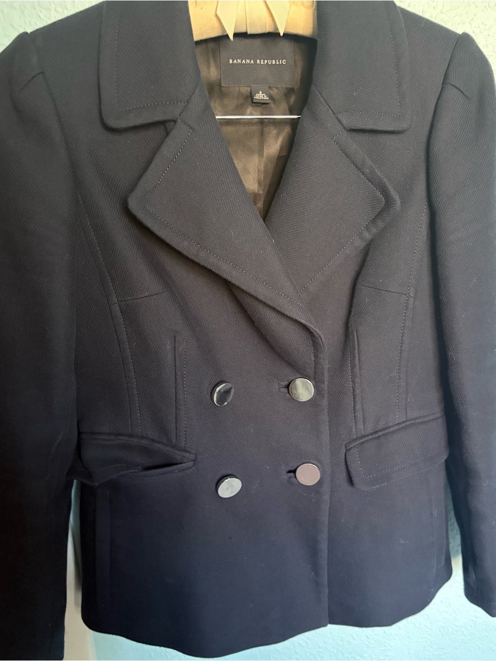 Banana Republic Navy Double-Breasted Tailored Blazer